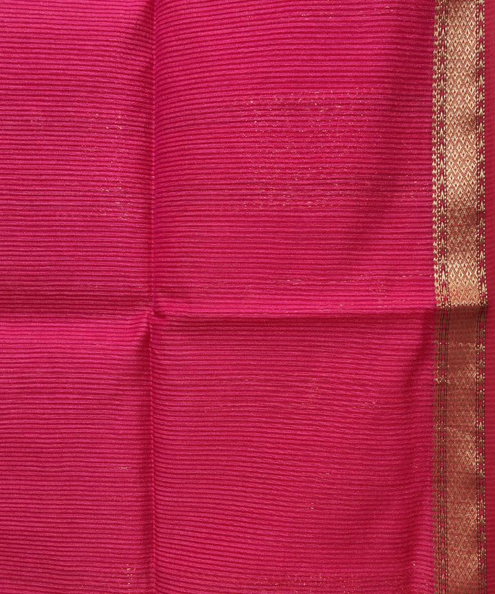 Pumpkin orange pink handwoven cotton silk maheshwari saree
