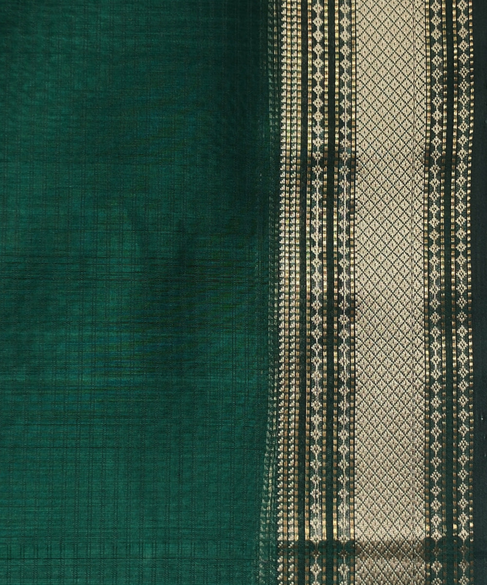 Rama green handwoven cotton silk maheshwari saree