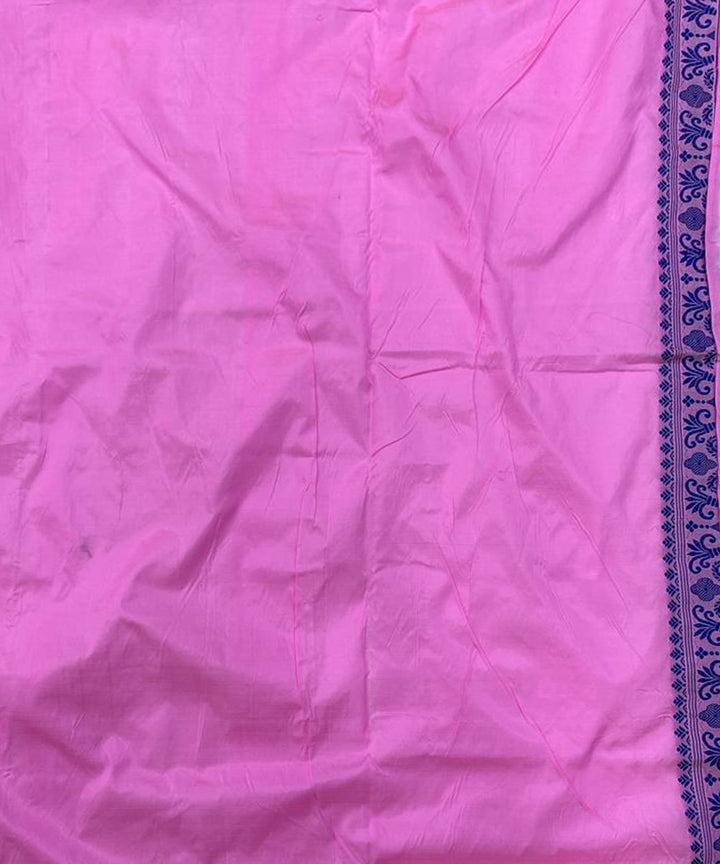 Baby pink blue handloom silk assam saree