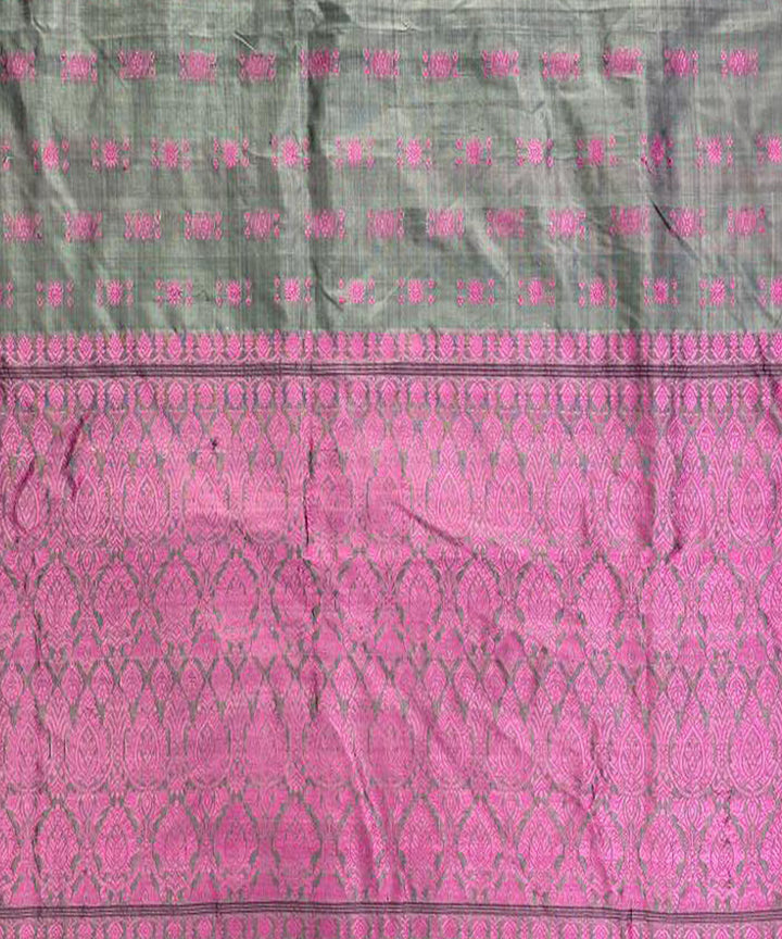Grey pink handloom silk assam saree