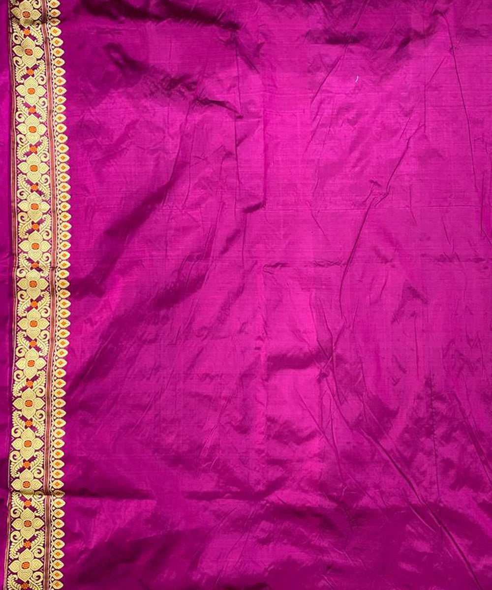 Wine purple color handwoven paat mulberry silk assam saree