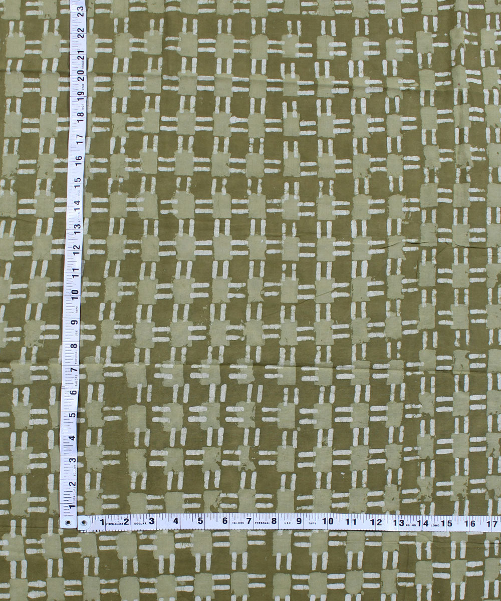2.5m Olive green hand block print cotton kurta material