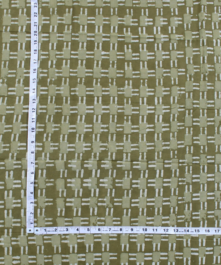 2.5m Olive green hand block print cotton kurta material
