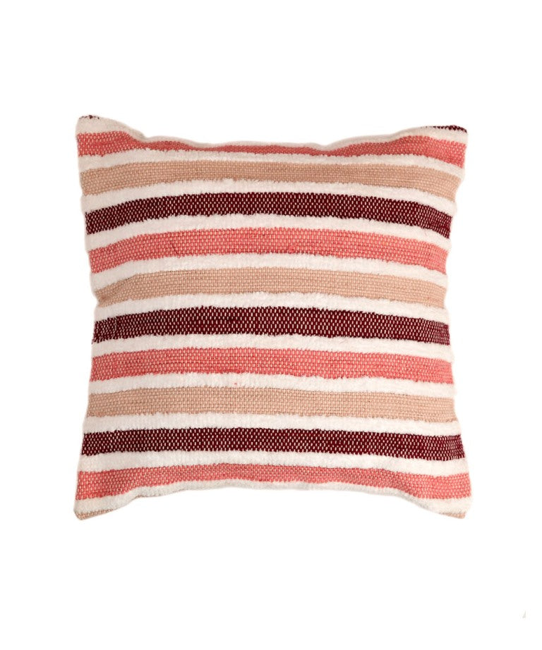 Multicolor stripes handwoven cotton cushion cover