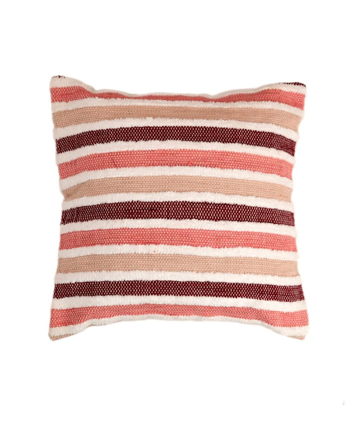 Multicolor stripes handwoven cotton cushion cover