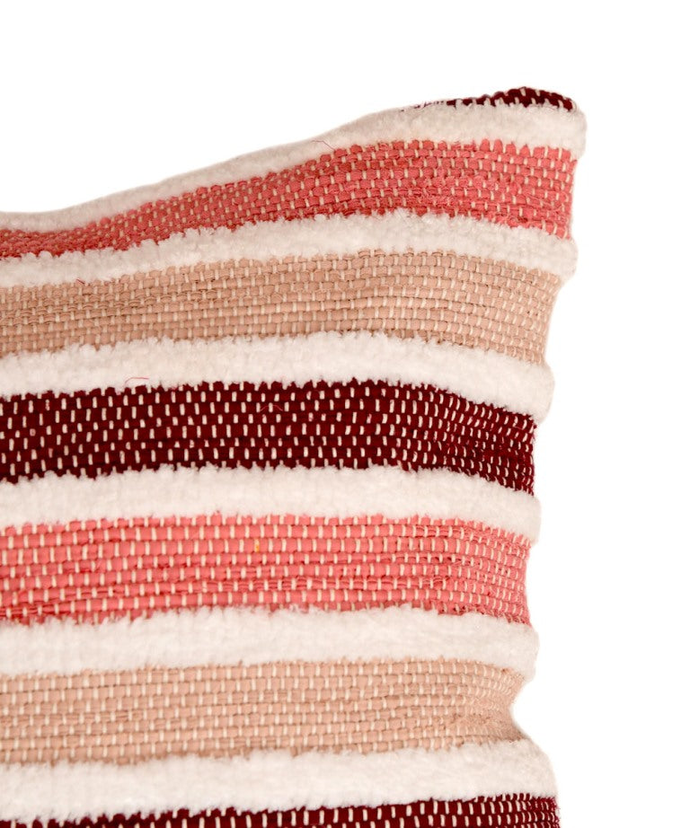 Multicolor stripes handwoven cotton cushion cover