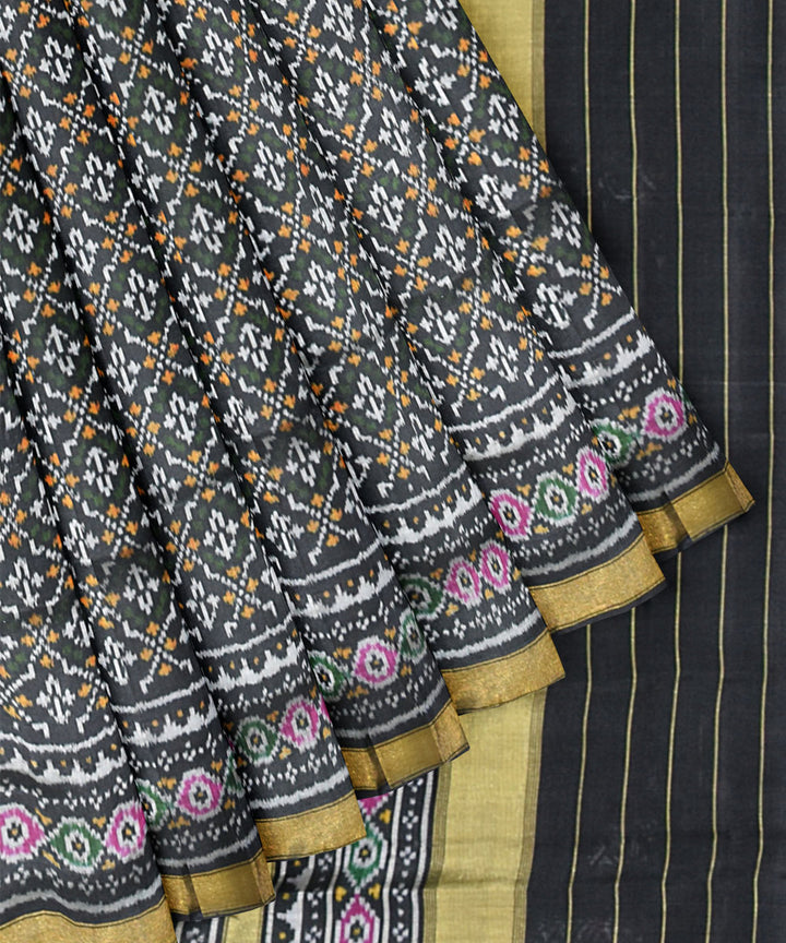 Black silk handwoven patola saree