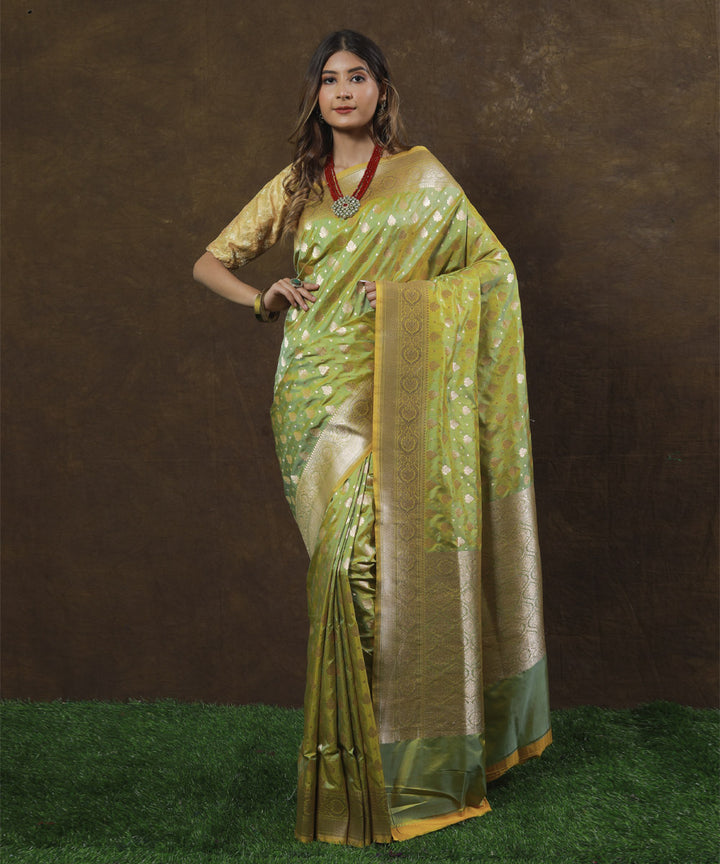 Light green silk handloom banarasi saree