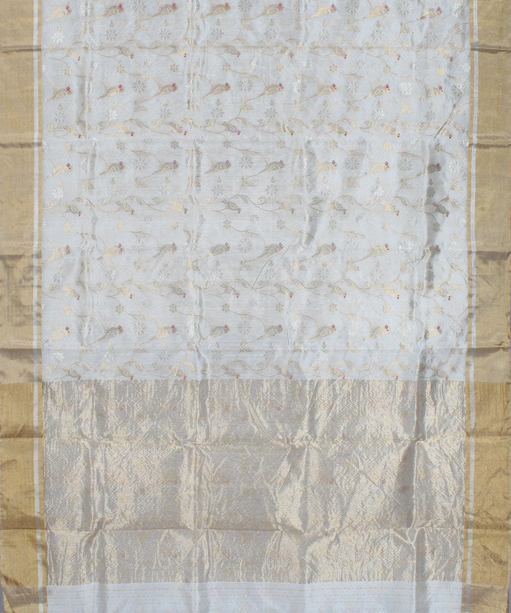 White handwoven cotton silk chanderi saree