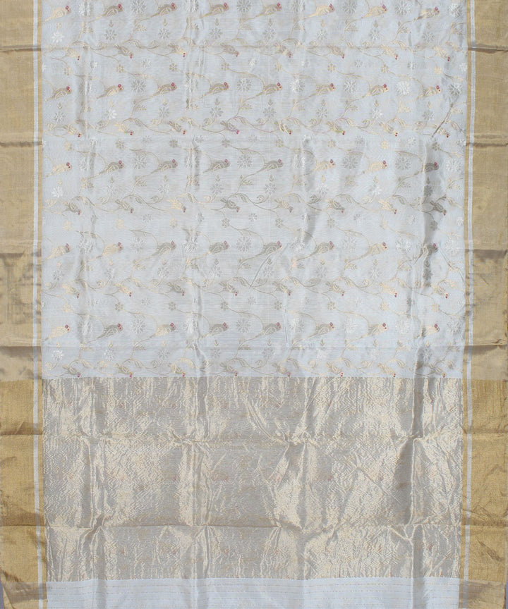 White handwoven cotton silk chanderi saree
