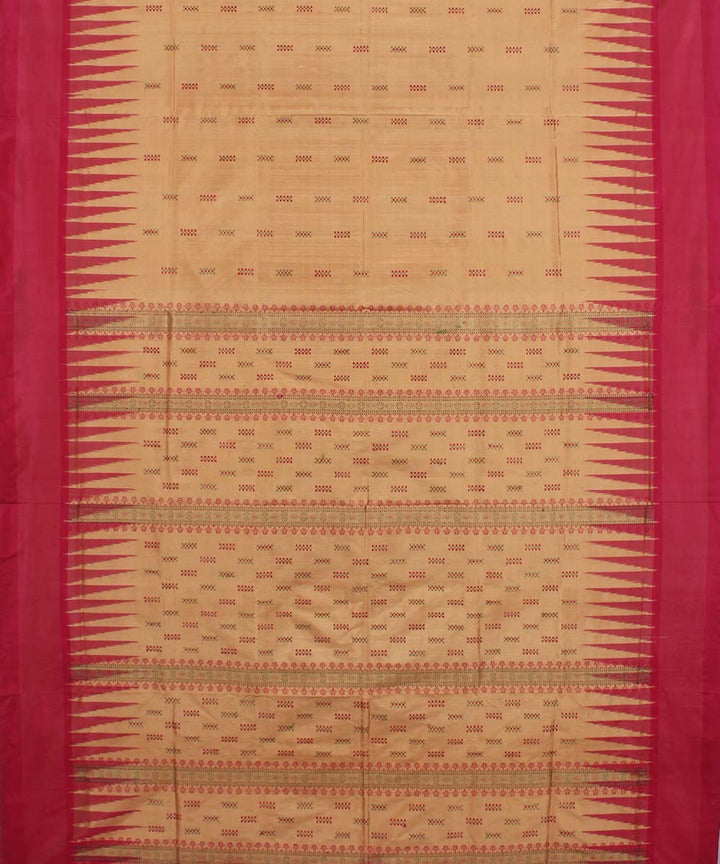 Latte Pink Handwoven Bomkai Silk Saree