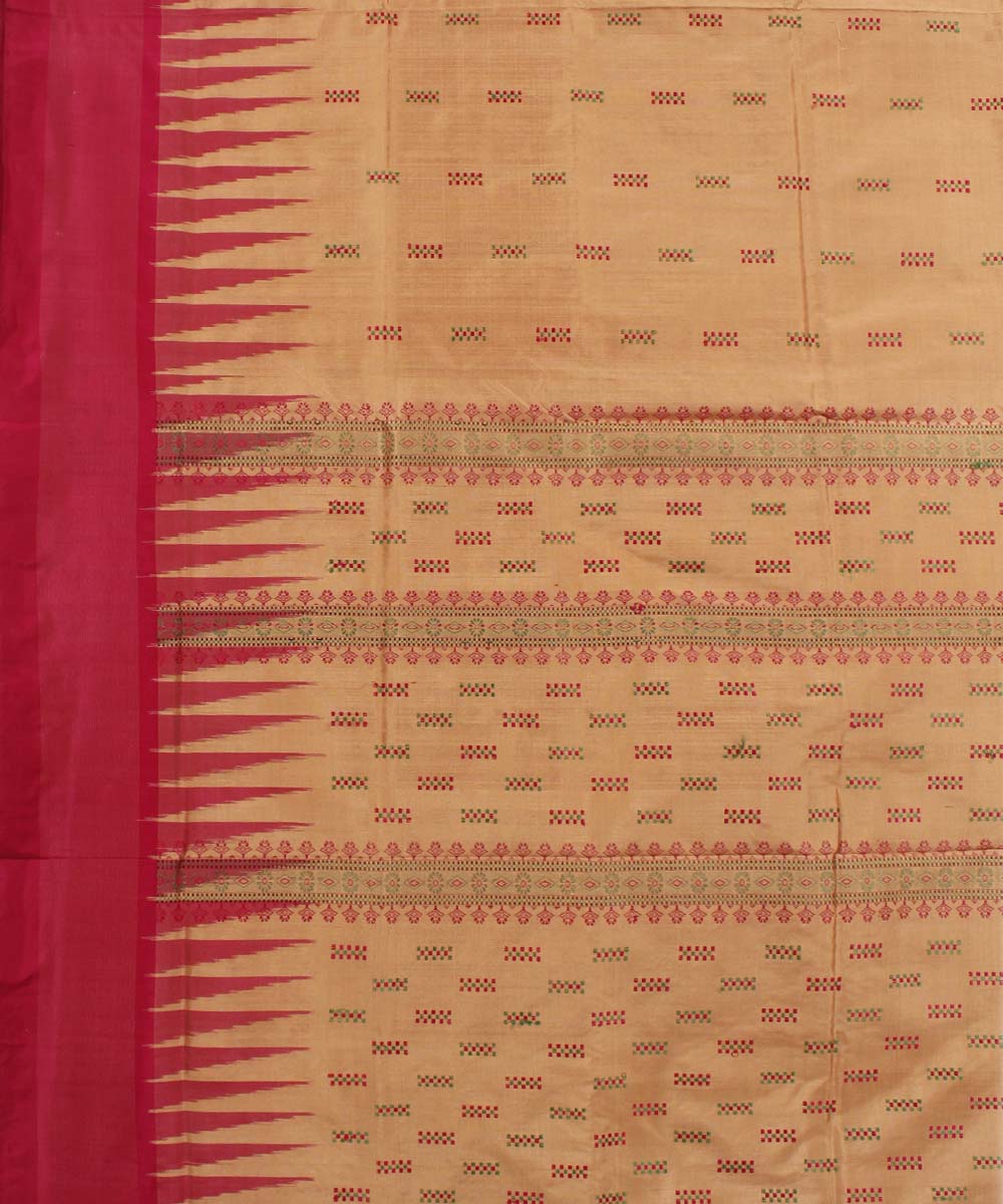 Latte Pink Handwoven Bomkai Silk Saree