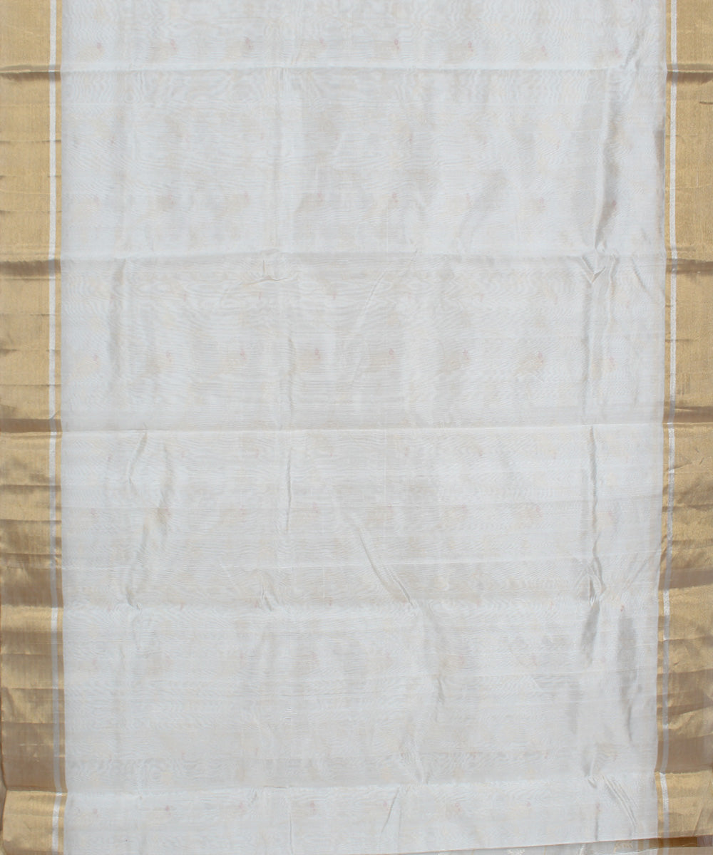 White handwoven cotton silk chanderi saree