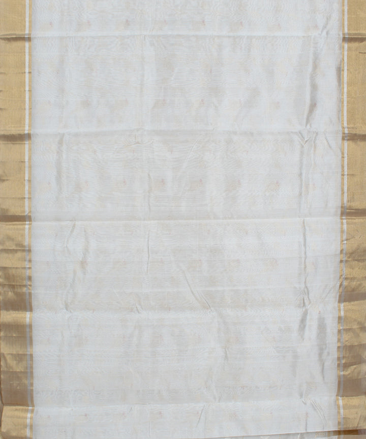 White handwoven cotton silk chanderi saree