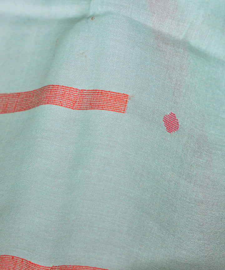 Light green maroon handwoven cotton jamdani stole