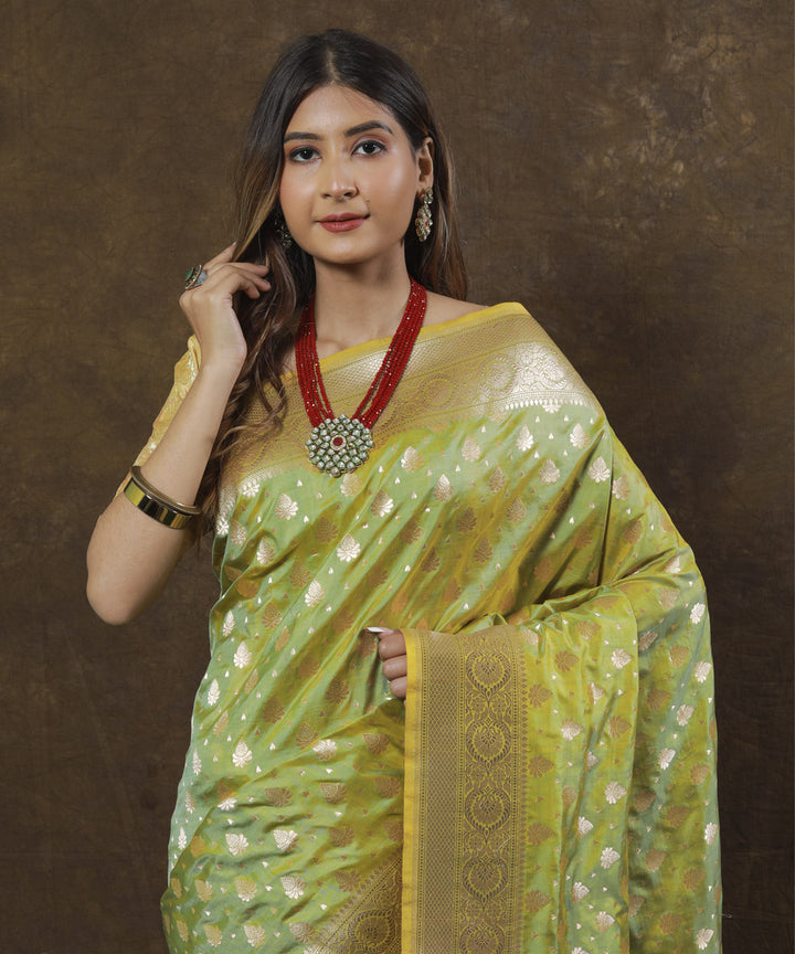 Light green silk handloom banarasi saree