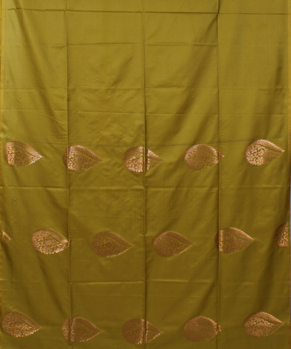 Olive green pink handwoven Karnataka soft silk saree