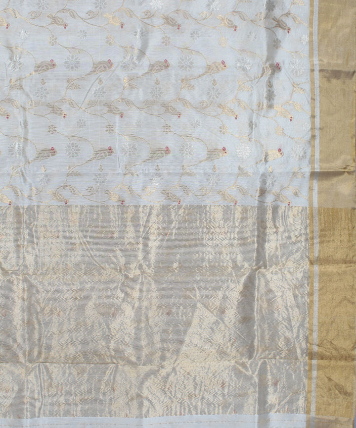White handwoven cotton silk chanderi saree