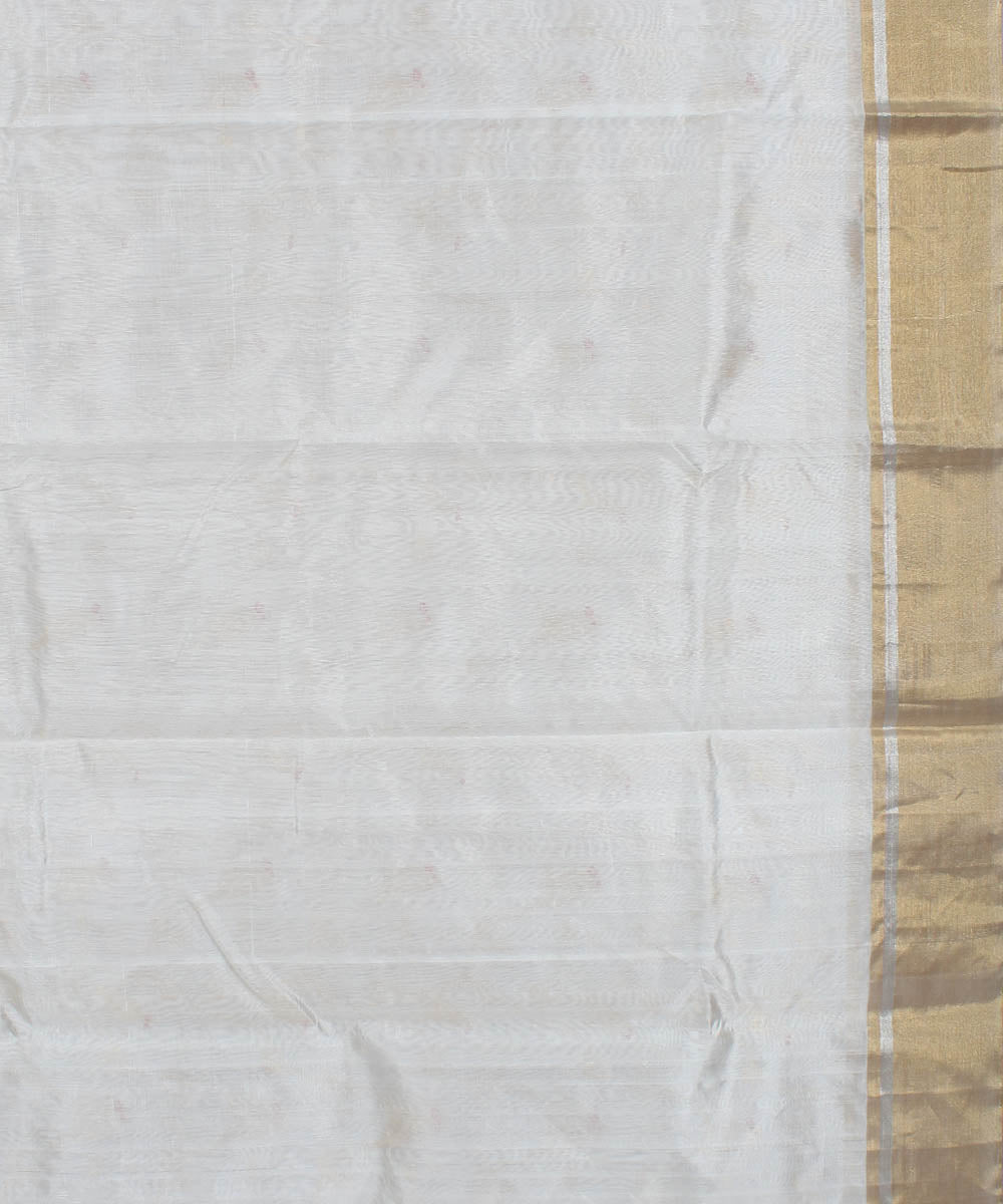 White handwoven cotton silk chanderi saree