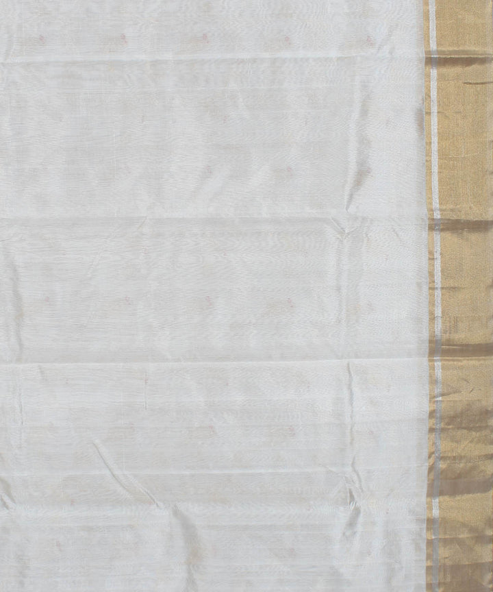 White handwoven cotton silk chanderi saree