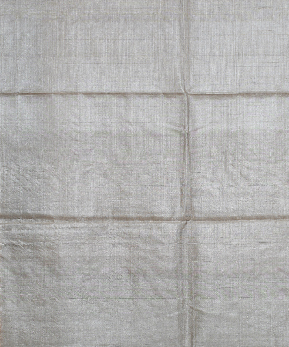 Beige black handwoven kosa tussar silk saree