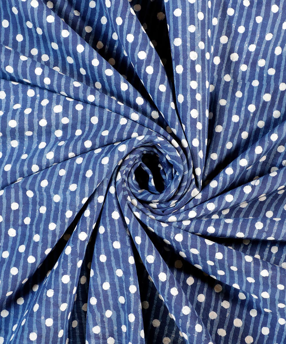 2.5 m Blue handblock print cotton kurta material