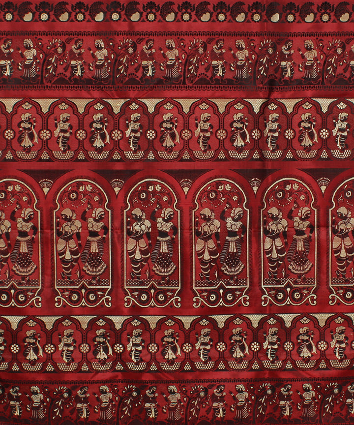 Wine pink handwoven silk baluchari saree