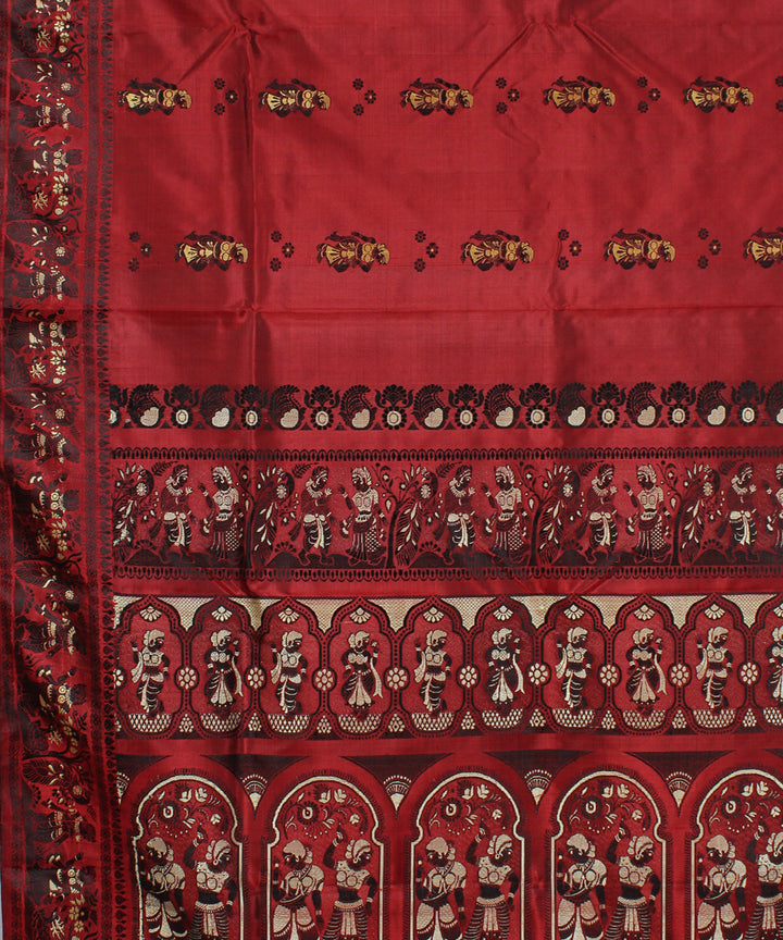 Wine pink handwoven silk baluchari saree