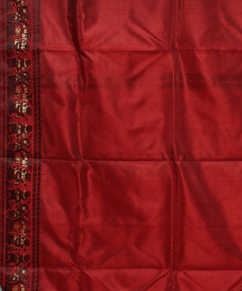 Wine pink handwoven silk baluchari saree