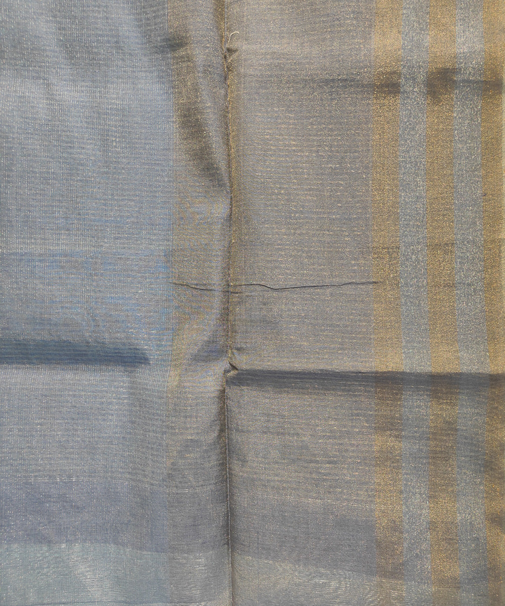 Sky blue stripes handwoven cotton silk maheshwari saree