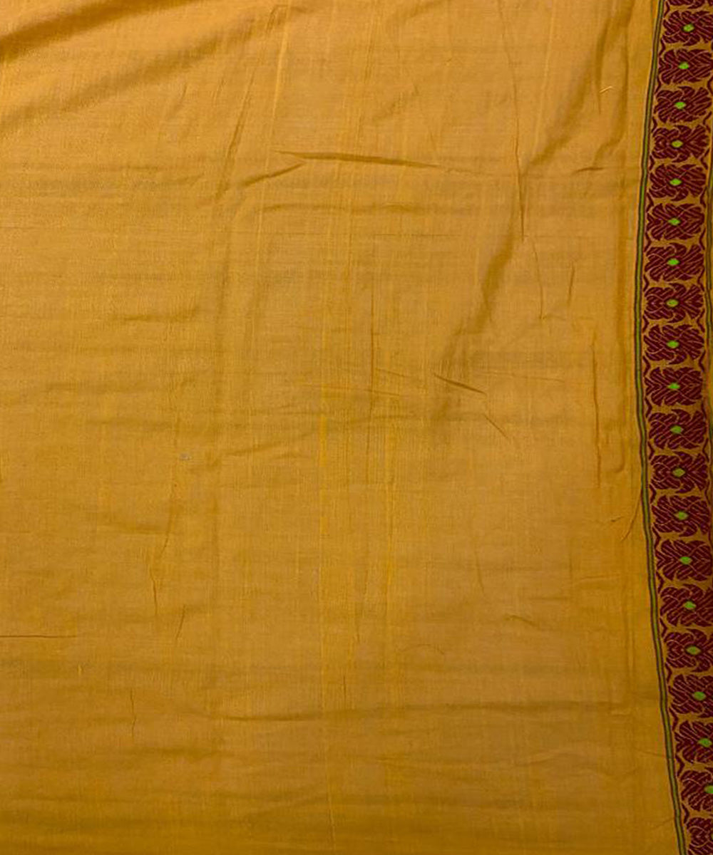 Yellow maroon handloom cotton assam saree