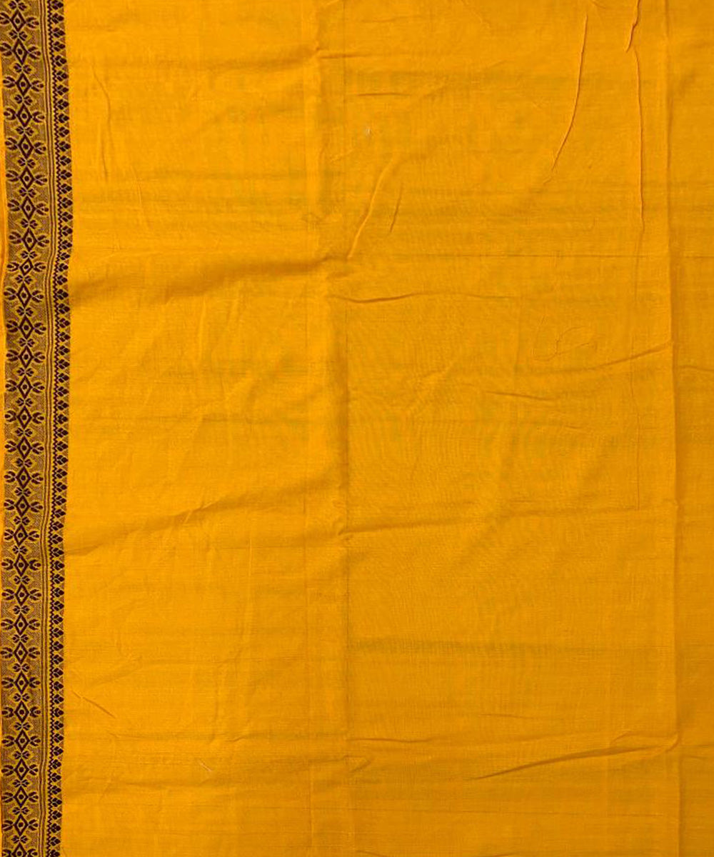 Yellow black handloom cotton assam saree