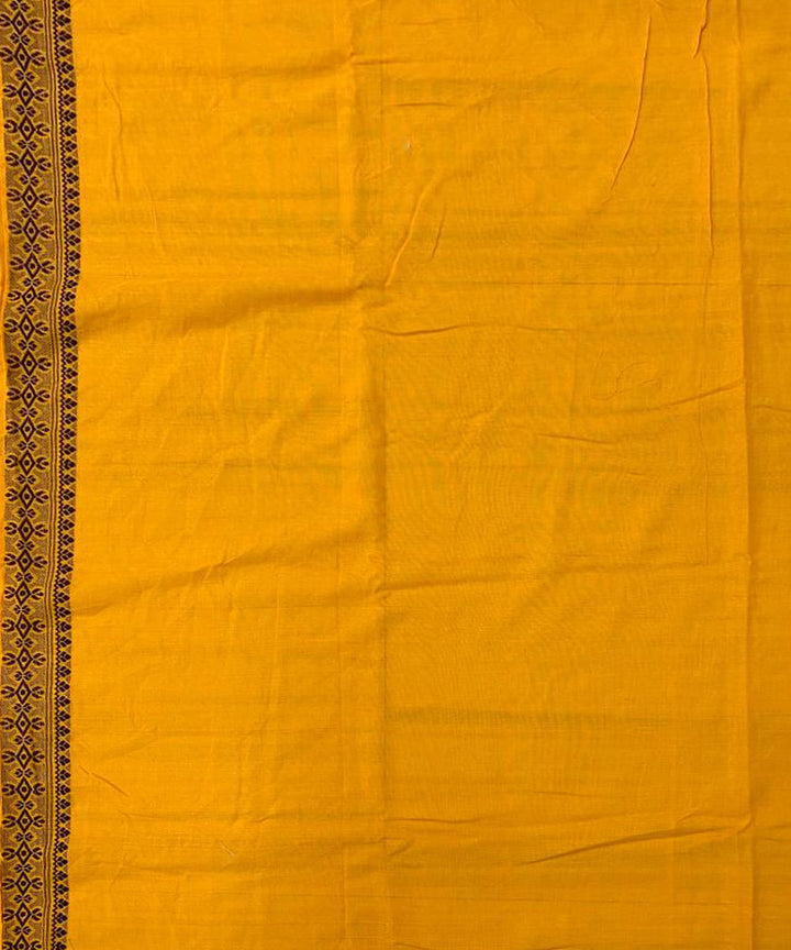 Yellow black handloom cotton assam saree