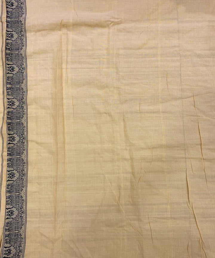 Beige black handloom cotton assam saree