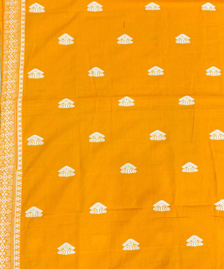 Mustard yellow handloom cotton assam saree