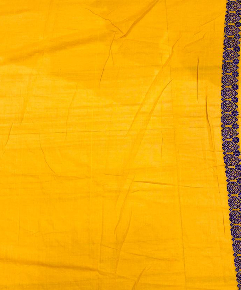 Yellow blue handloom cotton assam saree