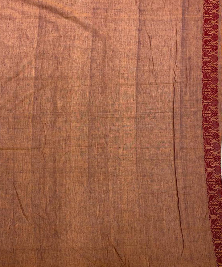 Metallic brown and red handloom cotton assam saree