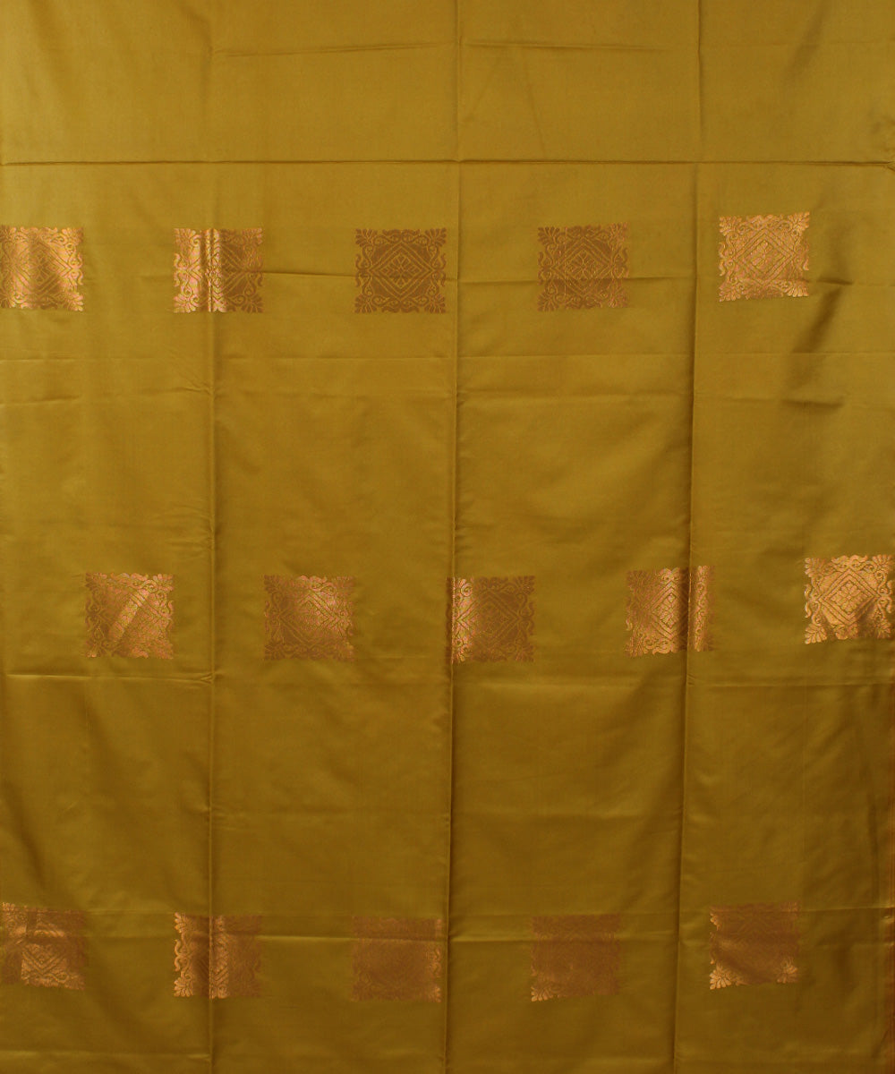 Olive green handwoven Karnataka soft silk saree