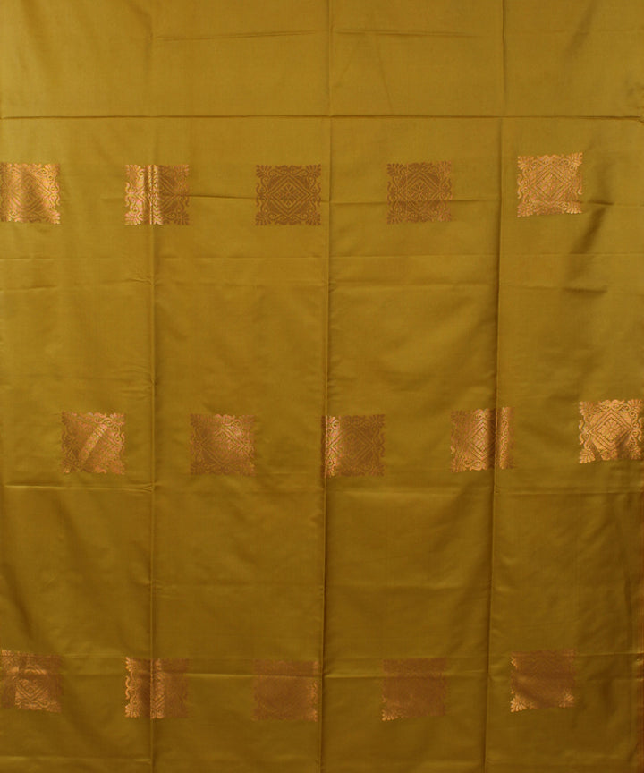Olive green handwoven Karnataka soft silk saree