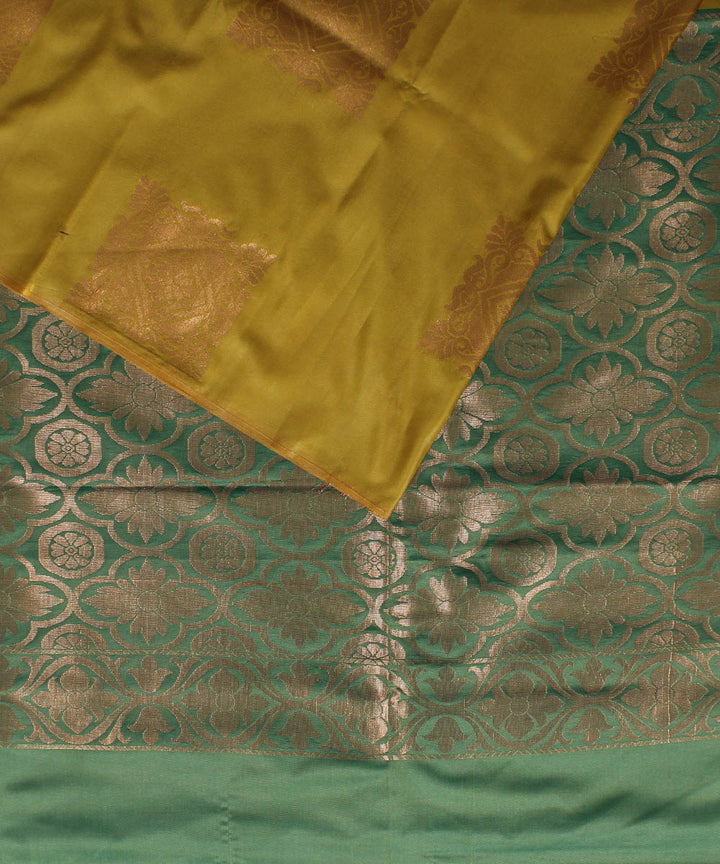 Olive green handwoven Karnataka soft silk saree