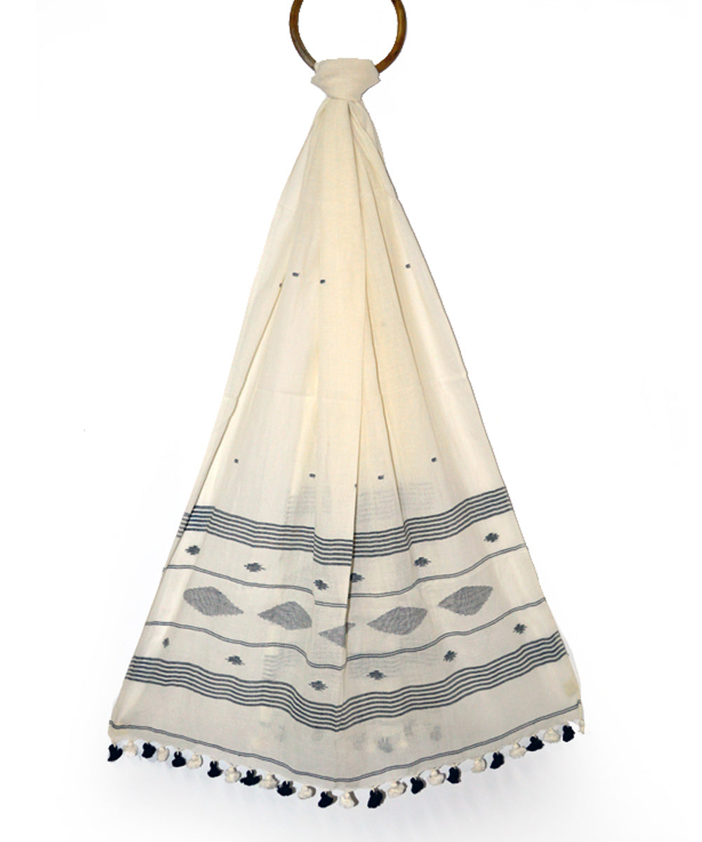 Beige handloom cotton jamdani stole