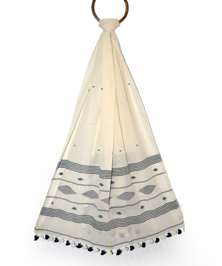 Beige handloom cotton jamdani stole