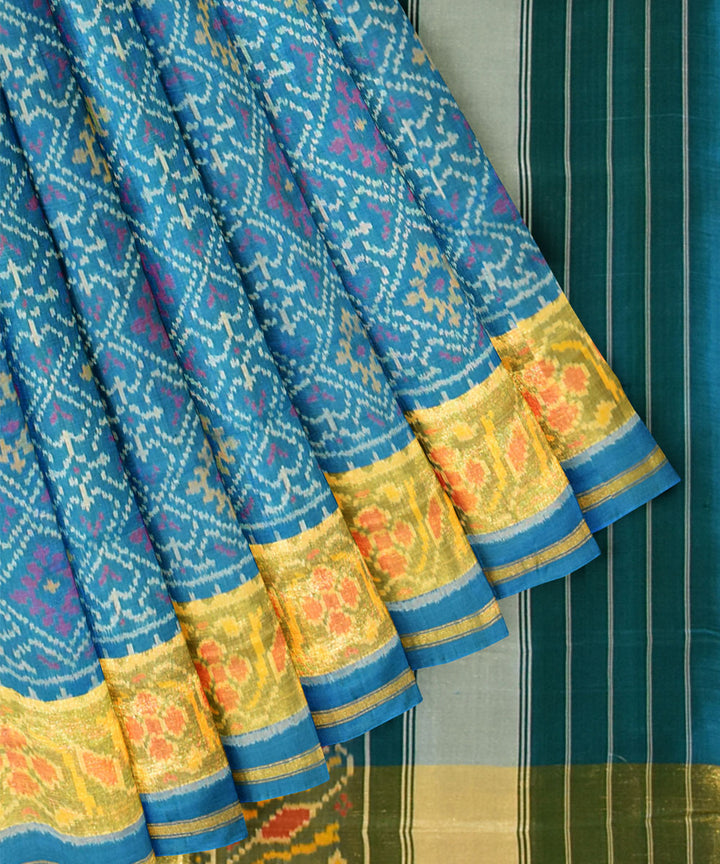 Blue silk handwoven patola ikat saree