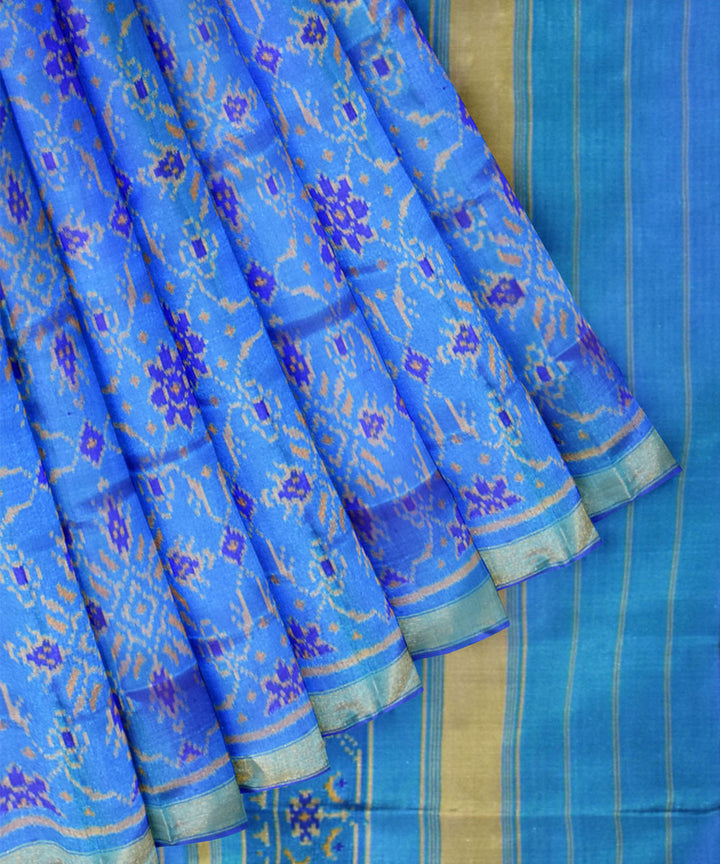 Sky blue silk handloom patola saree