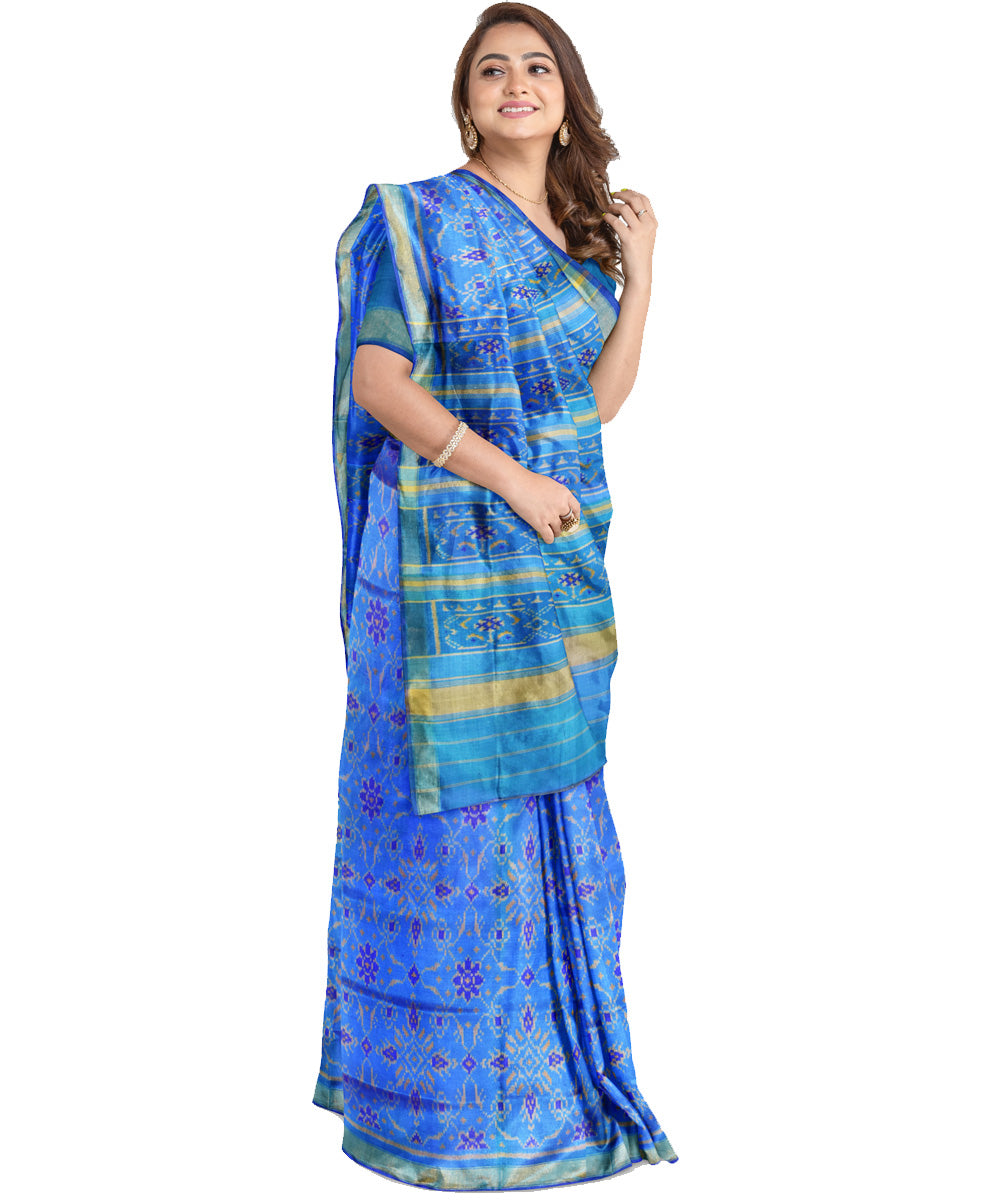 Sky blue silk handloom patola saree