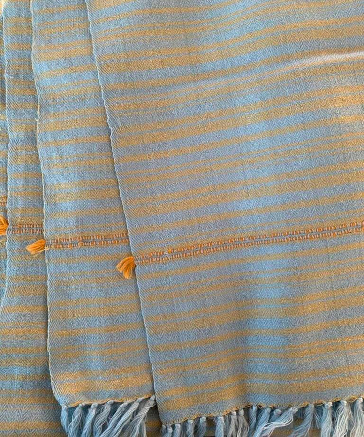 Powder blue handwoven thin stripe woolen stole