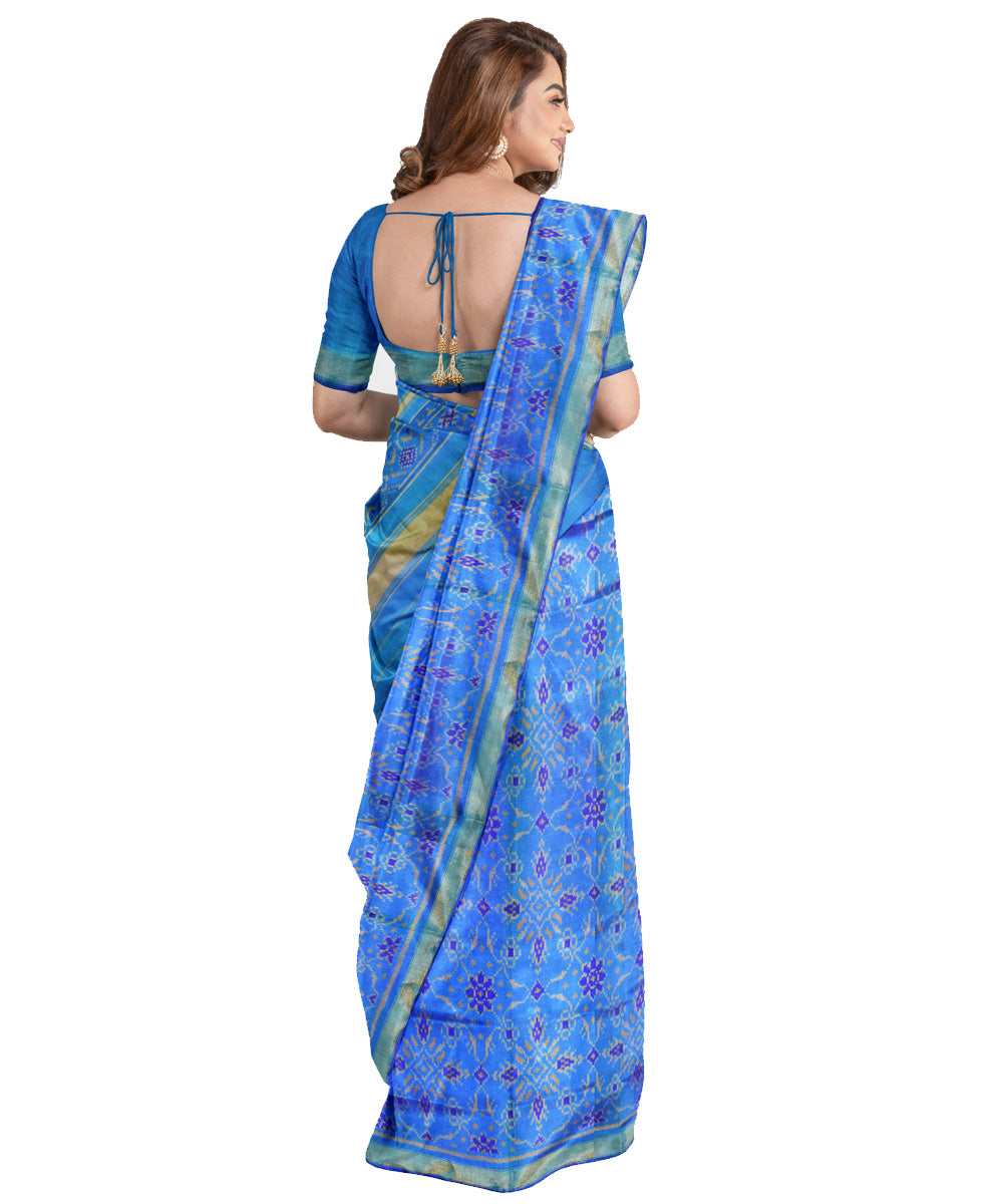 Sky blue silk handloom patola saree