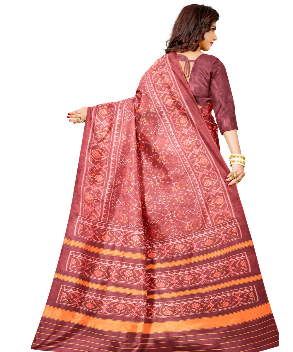 Maroon hand woven cotton patola saree