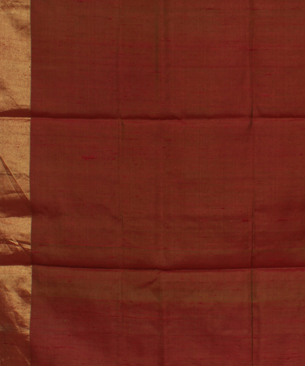 Light green brown cotton handwoven karnataka raw silk saree