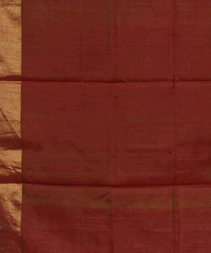 Light green brown cotton handwoven karnataka raw silk saree